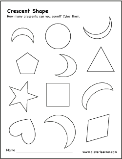 Free crescent shape activity worksheets for preschool children