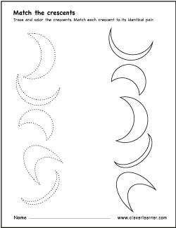 crescent shape matching pairs worksheet