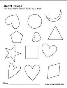 Free heart shape activity worksheets for preschool children