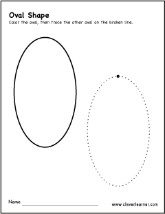 oval shape trace and color worksheet for preschool