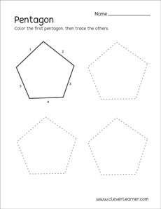 Pentagon shape activity sheets for preschool children