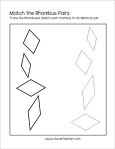 Free rhombus shape activity sheets for preschool children