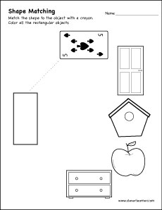 Fun rectangle shape matching worksheet for children