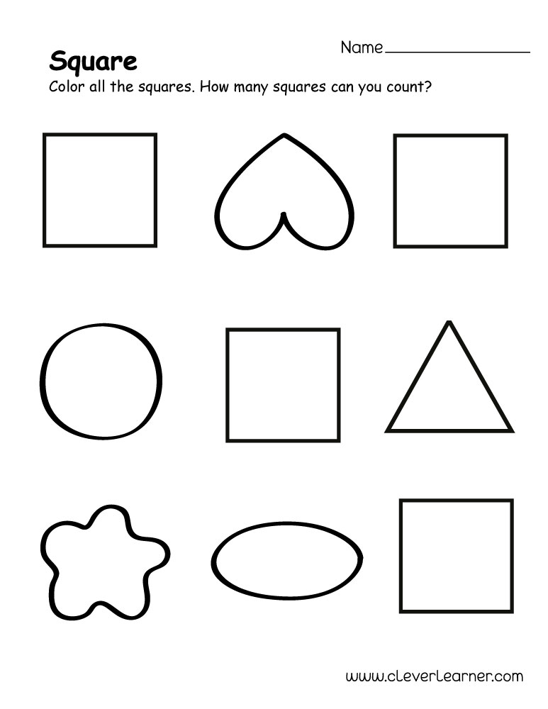 Free square shape activity sheets for school children