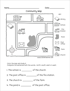 Printable Kindergarten Map Activity 1h 