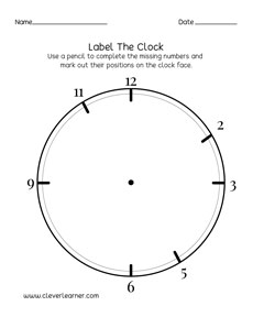 printable label the clock face activity sheet