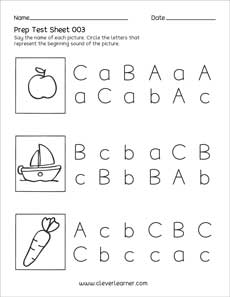 Uppercase and lowercase letters A, B and C Test Sheets and activities ...