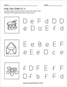 Free test sheets on Uppercase and lowercase letters for kindergartens