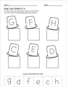 Free test sheets on Uppercase and lowercase letters for homeschool kids