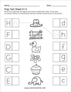 Test prep sheets on Uppercase and lowercase letters for preschools