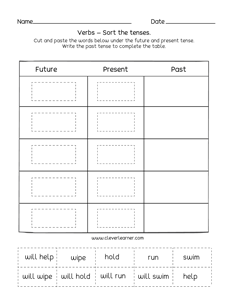 first grade  verbs sheets