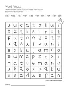 3 letter word puzzle worksheets for preschool